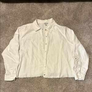 Orvis Cream Cropped Button-Up Shirt Jacket